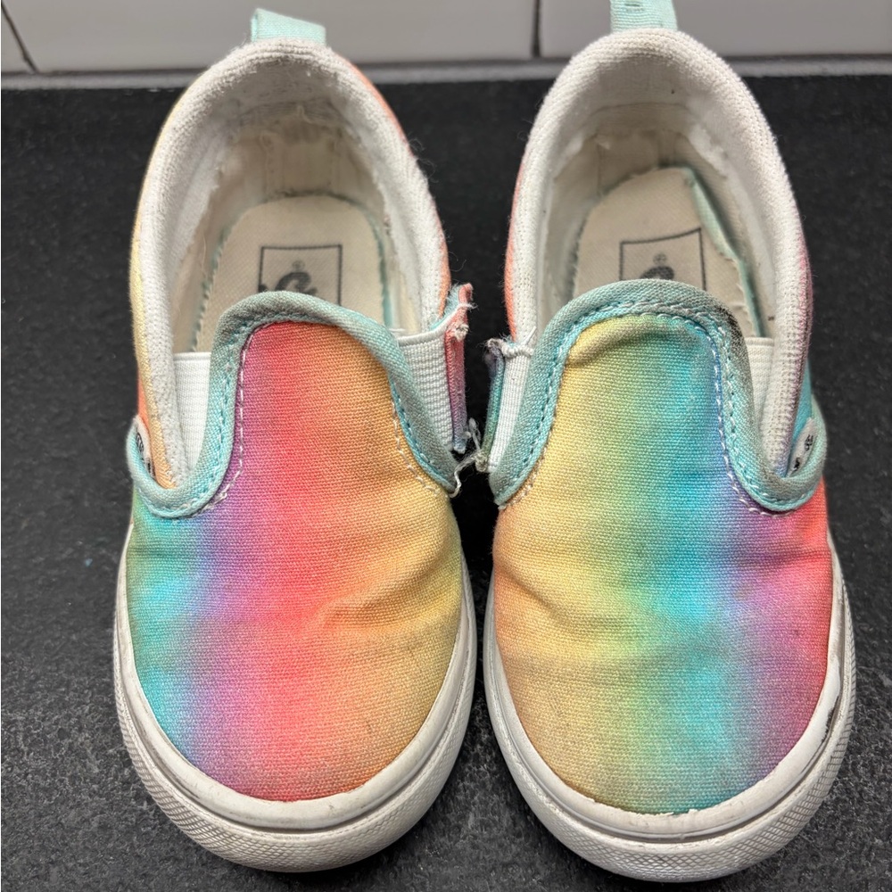 Vans Kids Slip-On Sneakers - Pastel Rainbow Canvas